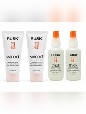 BUNDLE OF 4 - 2 RUSK WIRED STYLING CREAM & 2 RUSK THICK BODY/TEXTURE SPRAY